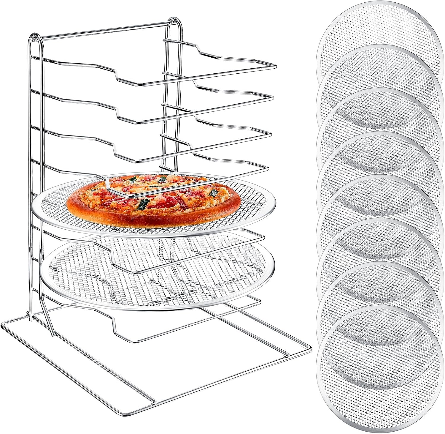 Kitchen Baking Pans - Pizza Rack 8 Tiered Stand With