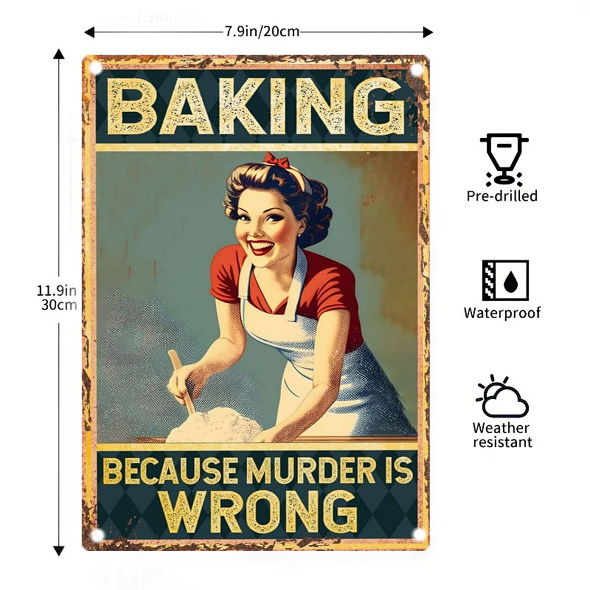 Kitchen Baking Quotes - Baking Humor Metal Tin Box Sign,