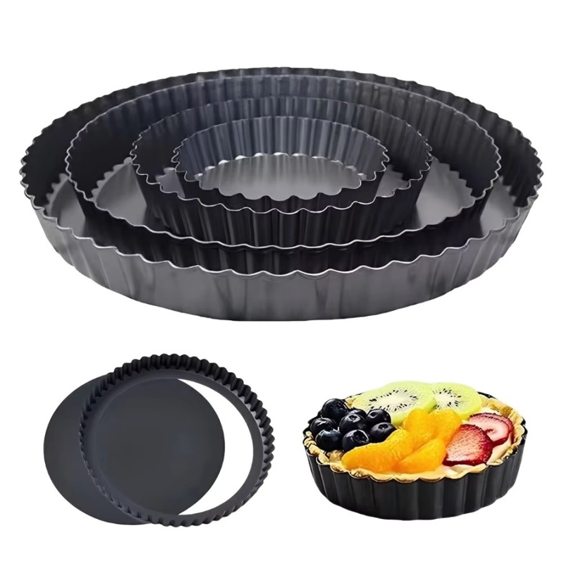 Kitchen Baking Pans - 1pc Removable Bottom Fluted Tart Pan