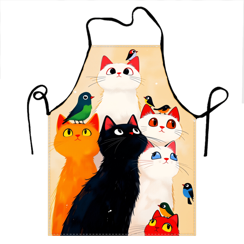 Cute Cats And Birds Apron For  - Kitchen Baking Ideas ulasan dan harga