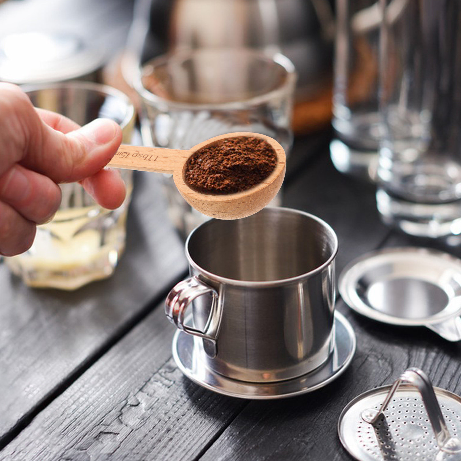 4Pcs Coffee Scoops Wooden Meas - Kitchen Baking Soda ulasan dan harga