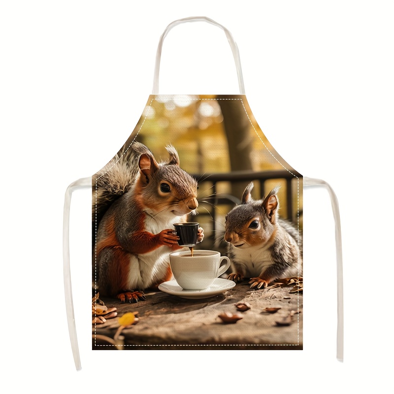 Linen Apron Squirrel Coffee Sc - Kitchen Baking Ideas ulasan dan harga