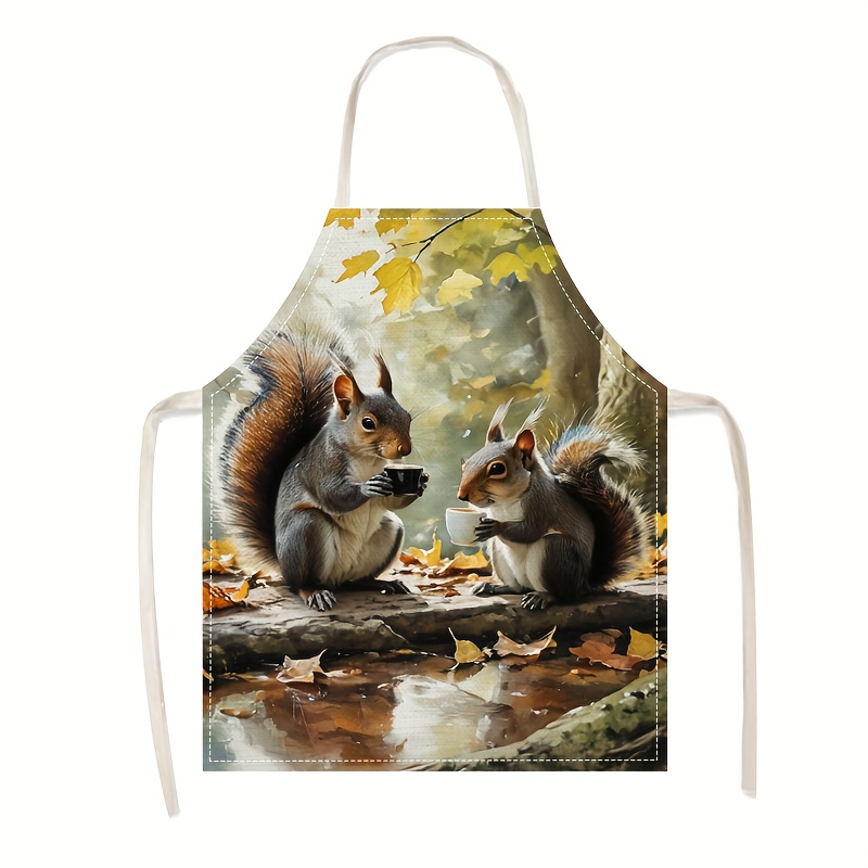 Linen Apron Squirrel Coffee Sc - Kitchen Baking Ideas ulasan dan harga