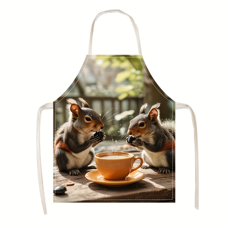 Linen Apron Squirrel Coffee Sc - Kitchen Baking Ideas ulasan dan harga