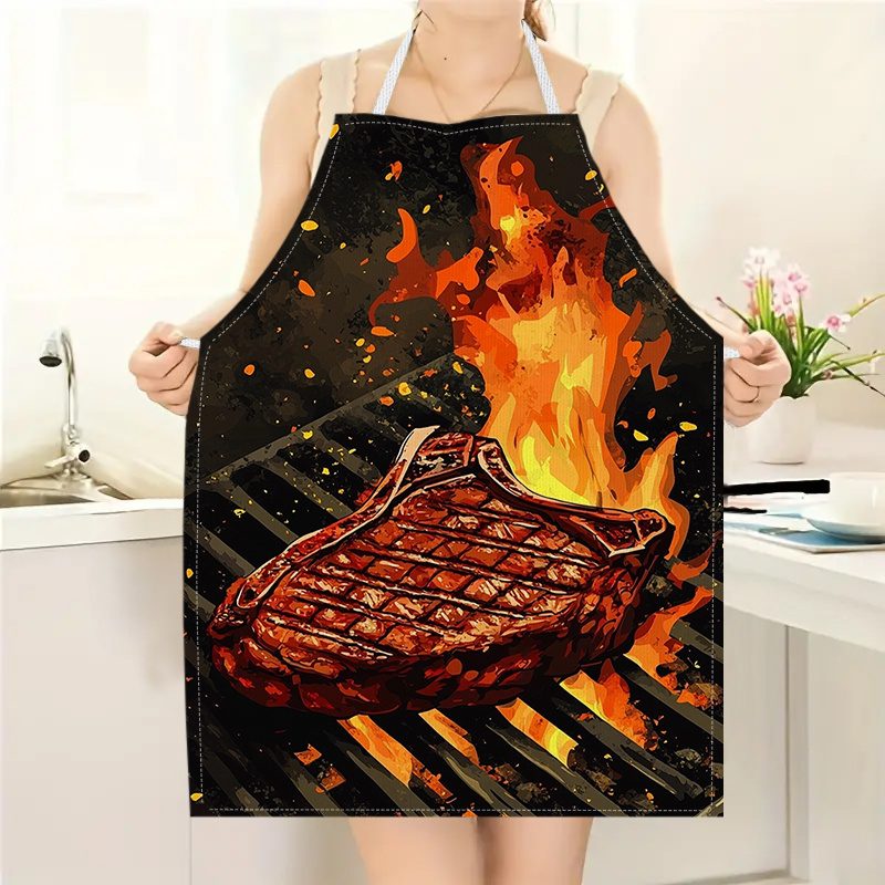 1pc BBQ Steak Apron with Flame - Kitchen Baking Ideas ulasan dan harga