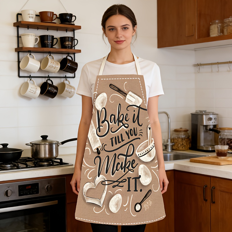 1pc Baking Quote Apron Beige K - Kitchen Baking Quotes ulasan dan harga