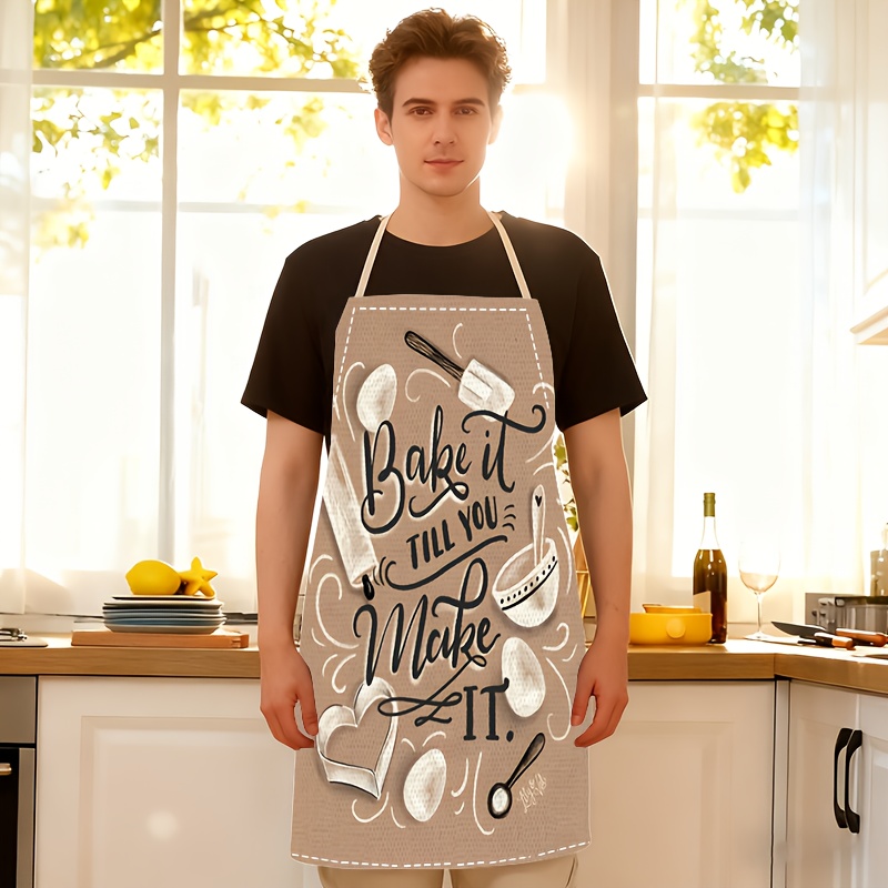 1pc Baking Quote Apron Beige K - Kitchen Baking Quotes ulasan dan harga