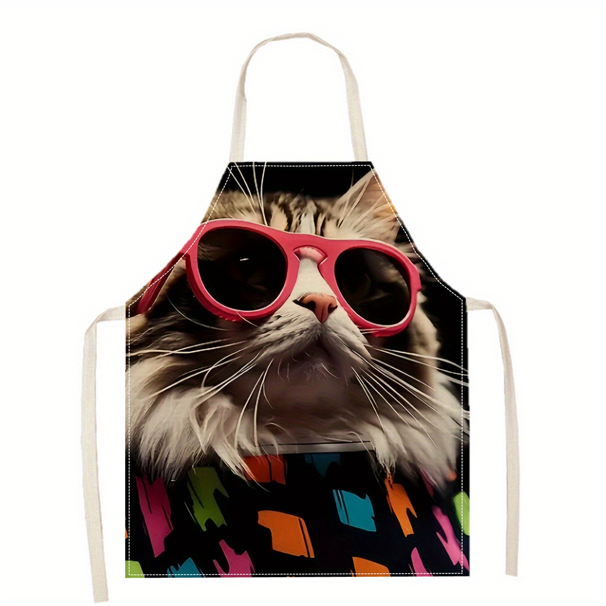 Linen Apron Funny Cat Sunglass - Kitchen Baking Ideas ulasan dan harga