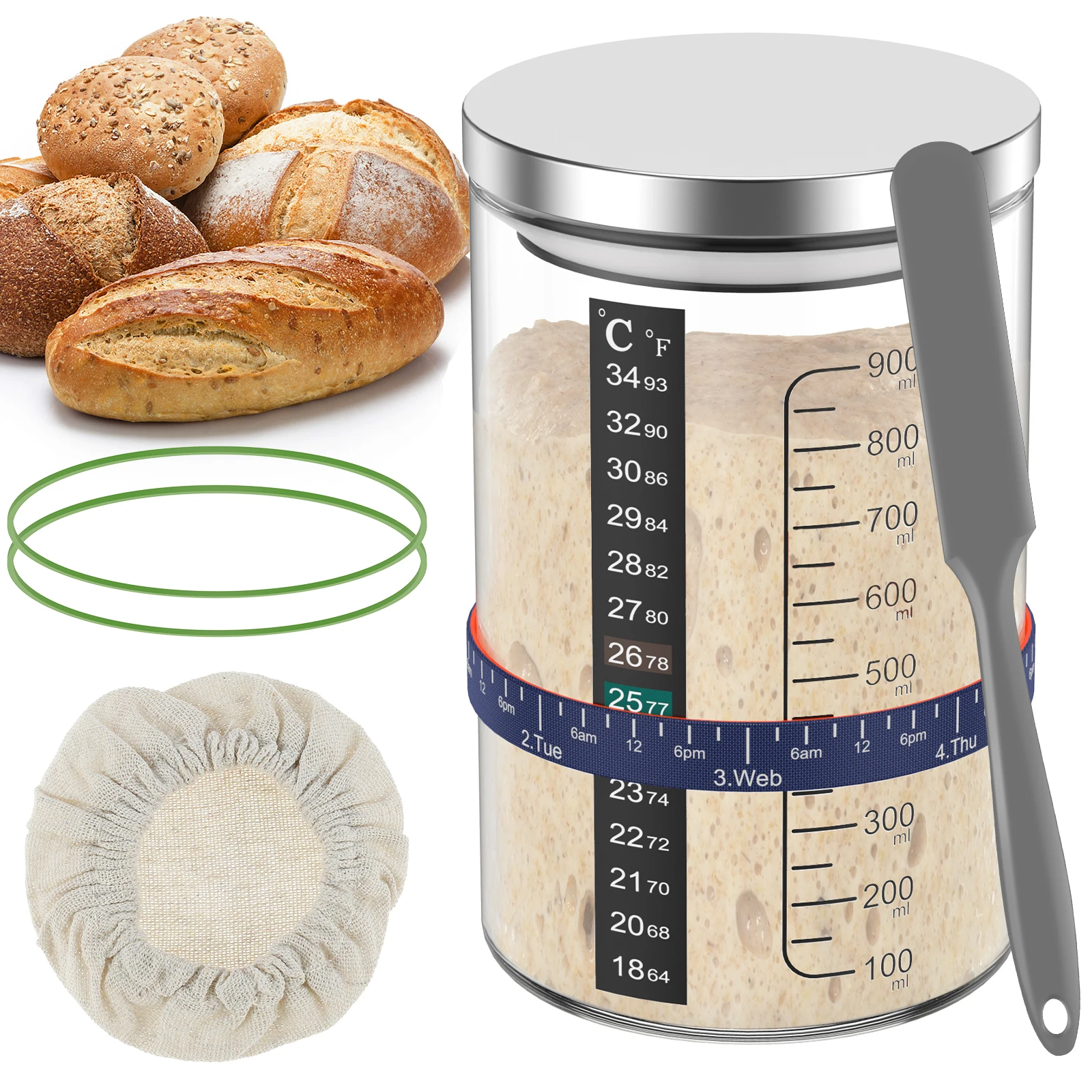 900ml Sourdough Starter Jar Cl - Kitchen Baking Soda ulasan dan harga